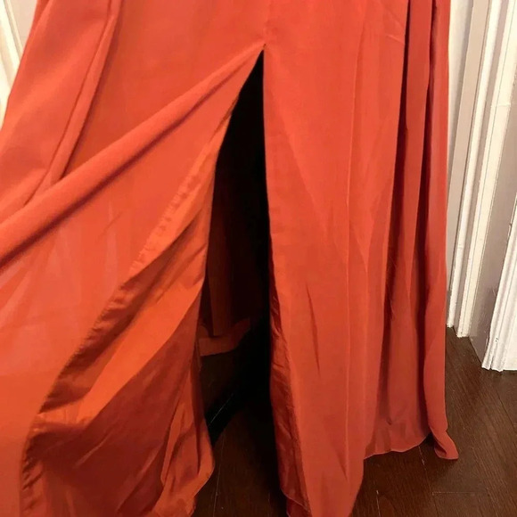 Azazie Paprika Aline Pleated Chiffon Dress in Size A16 - Picture 6 of 11